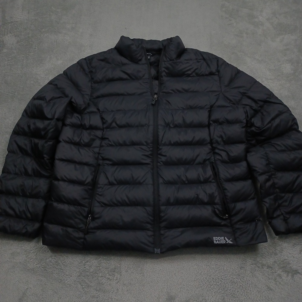 Eddie Bauer Jacket‎ Womens XXL Black Puffer Down 650 Full ZIp Outdoor